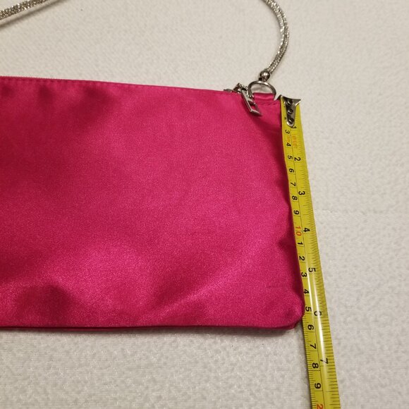 Shoulder Bag & Crossbody Removable Strap Pink Fuchsia Satin Purse Bejewelled NWT - Picture 13 of 14